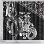 Personalised New Zealand Potae Pango Cricket Shower Curtain Special Maori Hei Tiki Tribal Tattoo