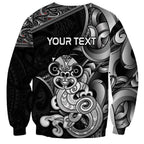 Personalised New Zealand Potae Pango Cricket Sweatshirt Special Maori Hei Tiki Tribal Tattoo