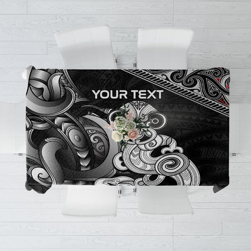 Personalised New Zealand Potae Pango Cricket Tablecloth Special Maori Hei Tiki Tribal Tattoo