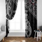 Personalised New Zealand Potae Pango Cricket Window Curtain Special Maori Hei Tiki Tribal Tattoo