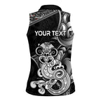 Personalised New Zealand Potae Pango Cricket Women Sleeveless Polo Shirt Special Maori Hei Tiki Tribal Tattoo