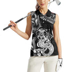 Personalised New Zealand Potae Pango Cricket Women Sleeveless Polo Shirt Special Maori Hei Tiki Tribal Tattoo