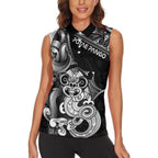 Personalised New Zealand Potae Pango Cricket Women Sleeveless Polo Shirt Special Maori Hei Tiki Tribal Tattoo