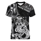 Personalised New Zealand Potae Pango Cricket Women V-Neck T-Shirt Special Maori Hei Tiki Tribal Tattoo