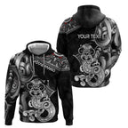 Personalised New Zealand Potae Pango Cricket Zip Hoodie Special Maori Hei Tiki Tribal Tattoo