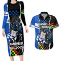 nrl-combine-bulldogs-and-panthers-couples-matching-long-sleeve-bodycon-dress-and-hawaiian-shirt