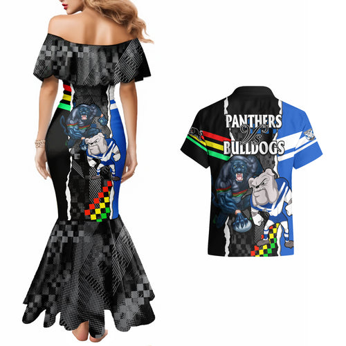 nrl-combine-bulldogs-and-panthers-couples-matching-mermaid-dress-and-hawaiian-shirt