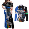 nrl-combine-bulldogs-and-panthers-couples-matching-off-shoulder-maxi-dress-and-long-sleeve-button-shirts