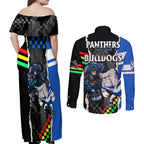 nrl-combine-bulldogs-and-panthers-couples-matching-off-shoulder-maxi-dress-and-long-sleeve-button-shirts