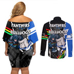 nrl-combine-bulldogs-and-panthers-couples-matching-off-shoulder-short-dress-and-long-sleeve-button-shirts