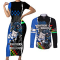 nrl-combine-bulldogs-and-panthers-couples-matching-short-sleeve-bodycon-dress-and-long-sleeve-button-shirts