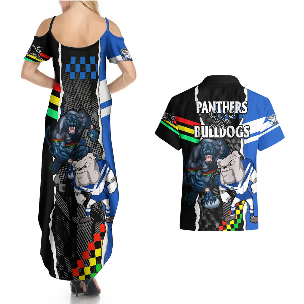 nrl-combine-bulldogs-and-panthers-couples-matching-summer-maxi-dress-and-hawaiian-shirt