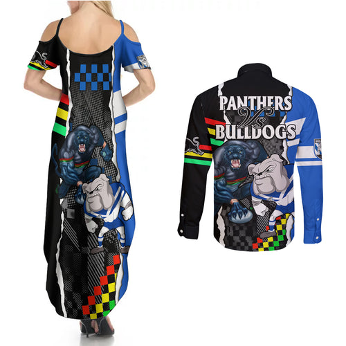 nrl-combine-bulldogs-and-panthers-couples-matching-summer-maxi-dress-and-long-sleeve-button-shirts