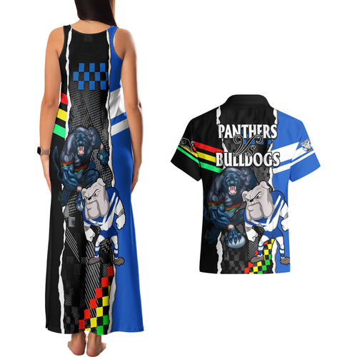nrl-combine-bulldogs-and-panthers-couples-matching-tank-maxi-dress-and-hawaiian-shirt