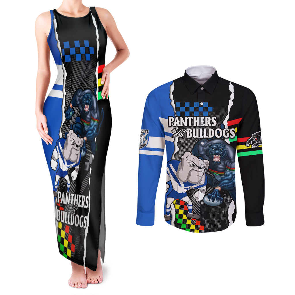 nrl-combine-bulldogs-and-panthers-couples-matching-tank-maxi-dress-and-long-sleeve-button-shirts