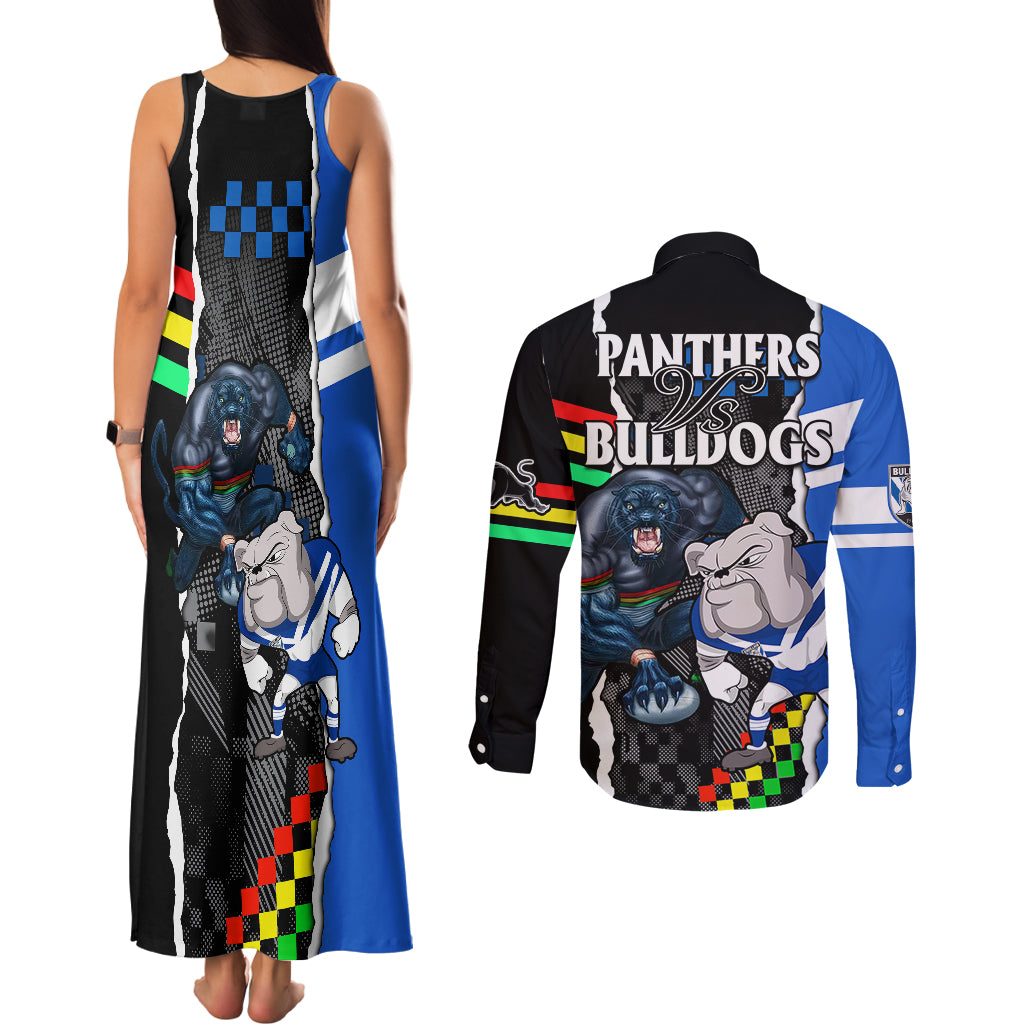 nrl-combine-bulldogs-and-panthers-couples-matching-tank-maxi-dress-and-long-sleeve-button-shirts