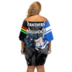 nrl-combine-bulldogs-and-panthers-off-shoulder-short-dress