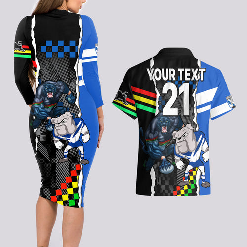 custom-nrl-combine-bulldogs-and-panthers-couples-matching-long-sleeve-bodycon-dress-and-hawaiian-shirt