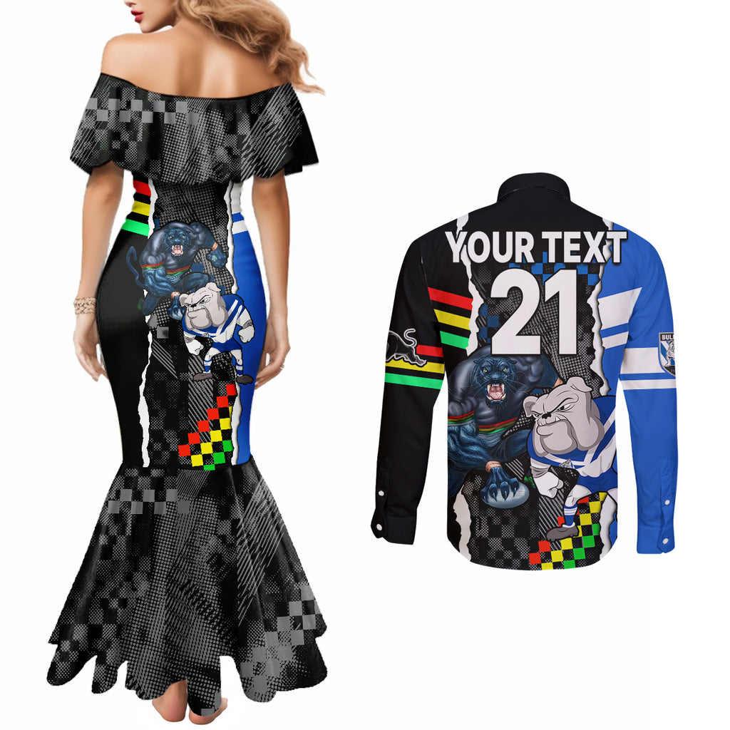 custom-nrl-combine-bulldogs-and-panthers-couples-matching-mermaid-dress-and-long-sleeve-button-shirts