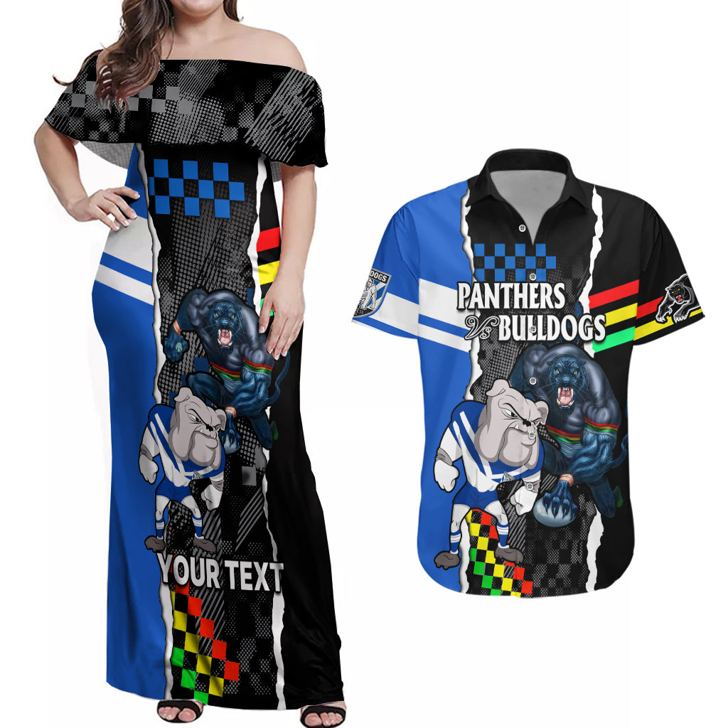 custom-nrl-combine-bulldogs-and-panthers-couples-matching-off-shoulder-maxi-dress-and-hawaiian-shirt
