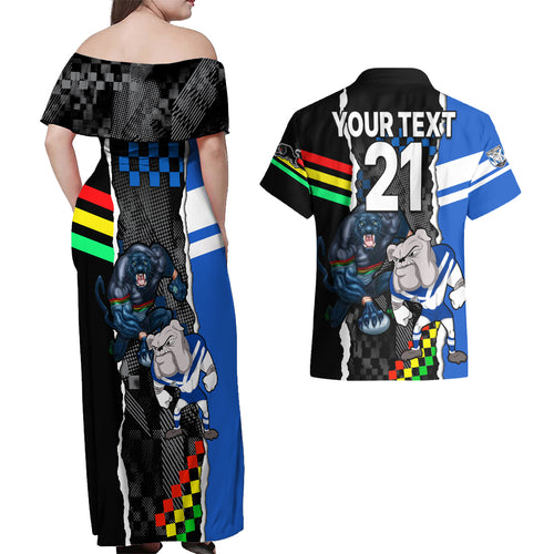 custom-nrl-combine-bulldogs-and-panthers-couples-matching-off-shoulder-maxi-dress-and-hawaiian-shirt