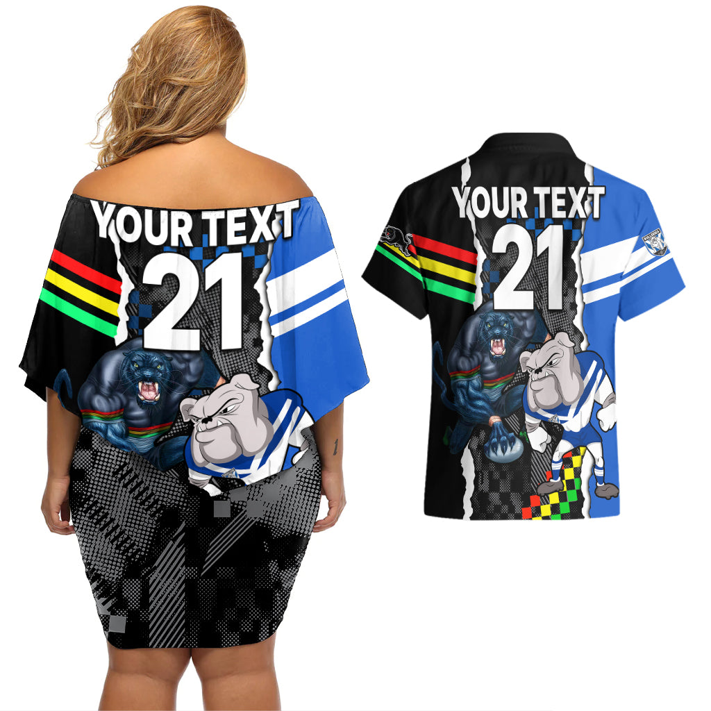custom-nrl-combine-bulldogs-and-panthers-couples-matching-off-shoulder-short-dress-and-hawaiian-shirt
