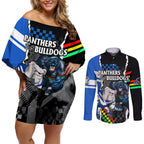 custom-nrl-combine-bulldogs-and-panthers-couples-matching-off-shoulder-short-dress-and-long-sleeve-button-shirts