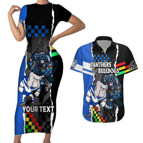 custom-nrl-combine-bulldogs-and-panthers-couples-matching-short-sleeve-bodycon-dress-and-hawaiian-shirt