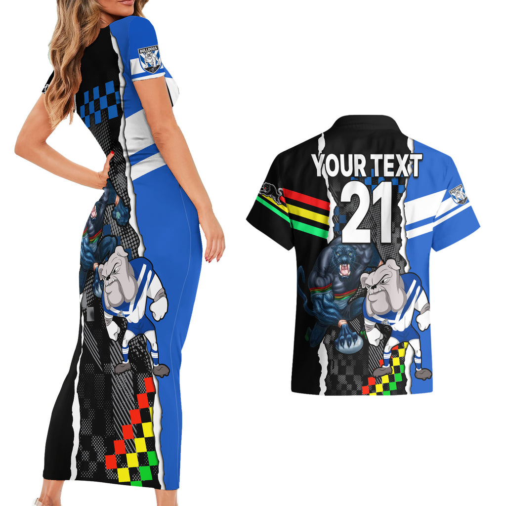 custom-nrl-combine-bulldogs-and-panthers-couples-matching-short-sleeve-bodycon-dress-and-hawaiian-shirt