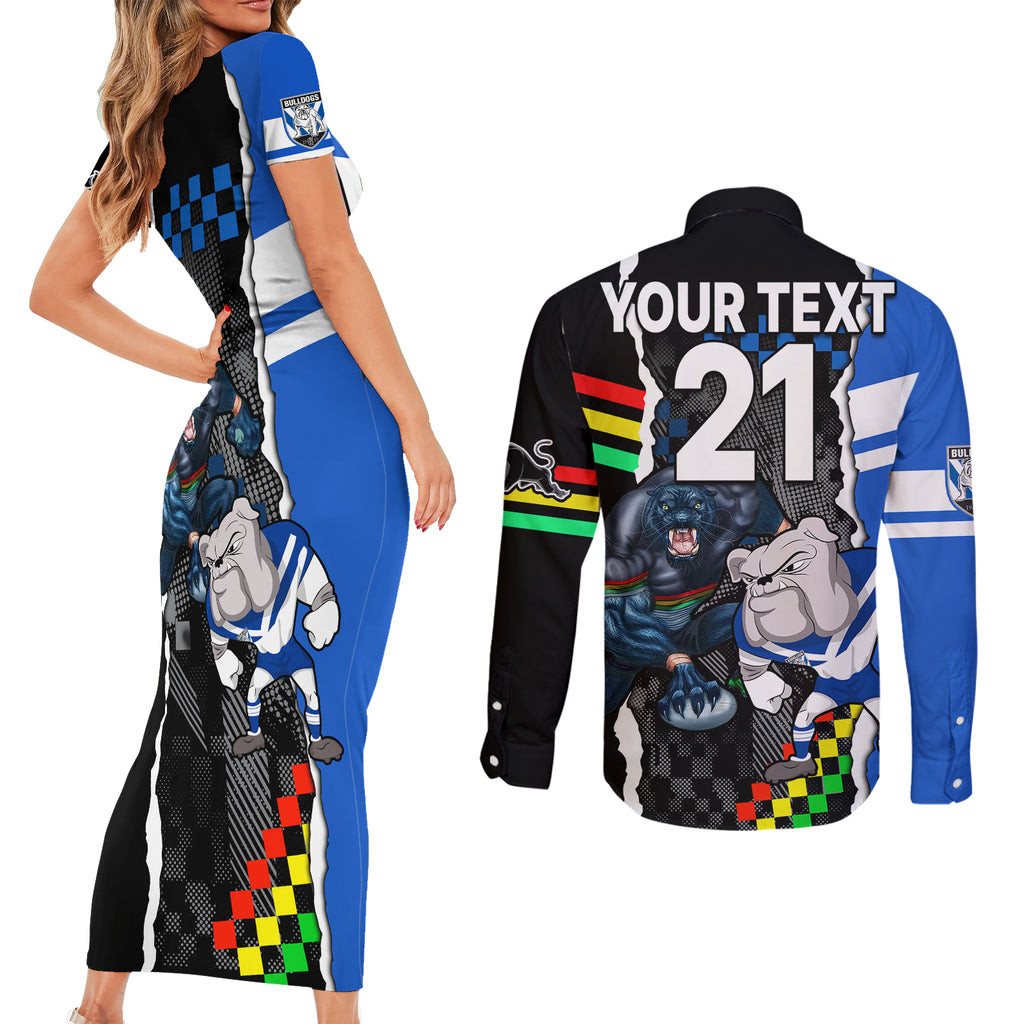 custom-nrl-combine-bulldogs-and-panthers-couples-matching-short-sleeve-bodycon-dress-and-long-sleeve-button-shirts