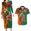 Wests Tigers and Rabbitohs Rugby Couples Matching Long Sleeve Bodycon Dress and Hawaiian Shirt Sporty Style LT9