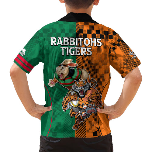 Wests Tigers and Rabbitohs Rugby Hawaiian Shirt Sporty Style LT9