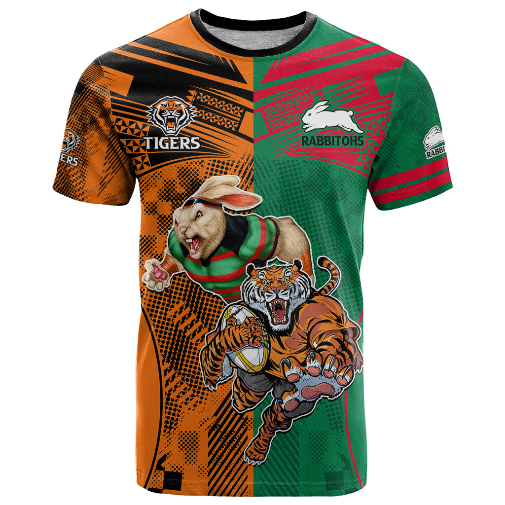 Wests Tigers and Rabbitohs Rugby T Shirt Sporty Style LT9