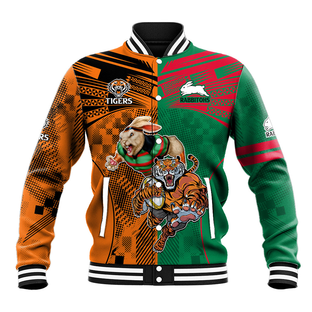 Custom Wests Tigers and Rabbitohs Rugby Baseball Jacket Sporty Style LT9