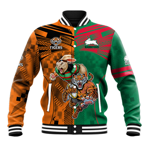 Custom Wests Tigers and Rabbitohs Rugby Baseball Jacket Sporty Style LT9