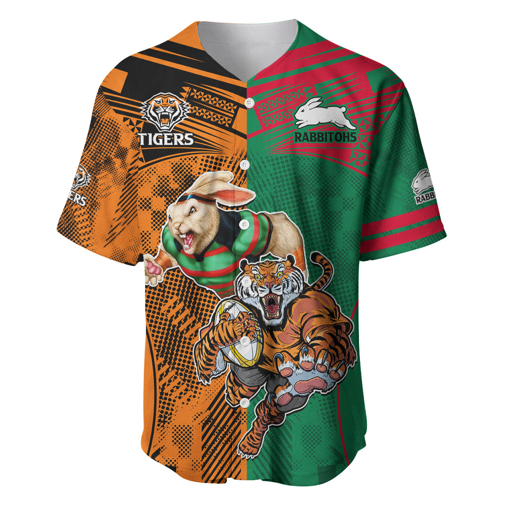 Custom Wests Tigers and Rabbitohs Rugby Baseball Jersey Sporty Style LT9