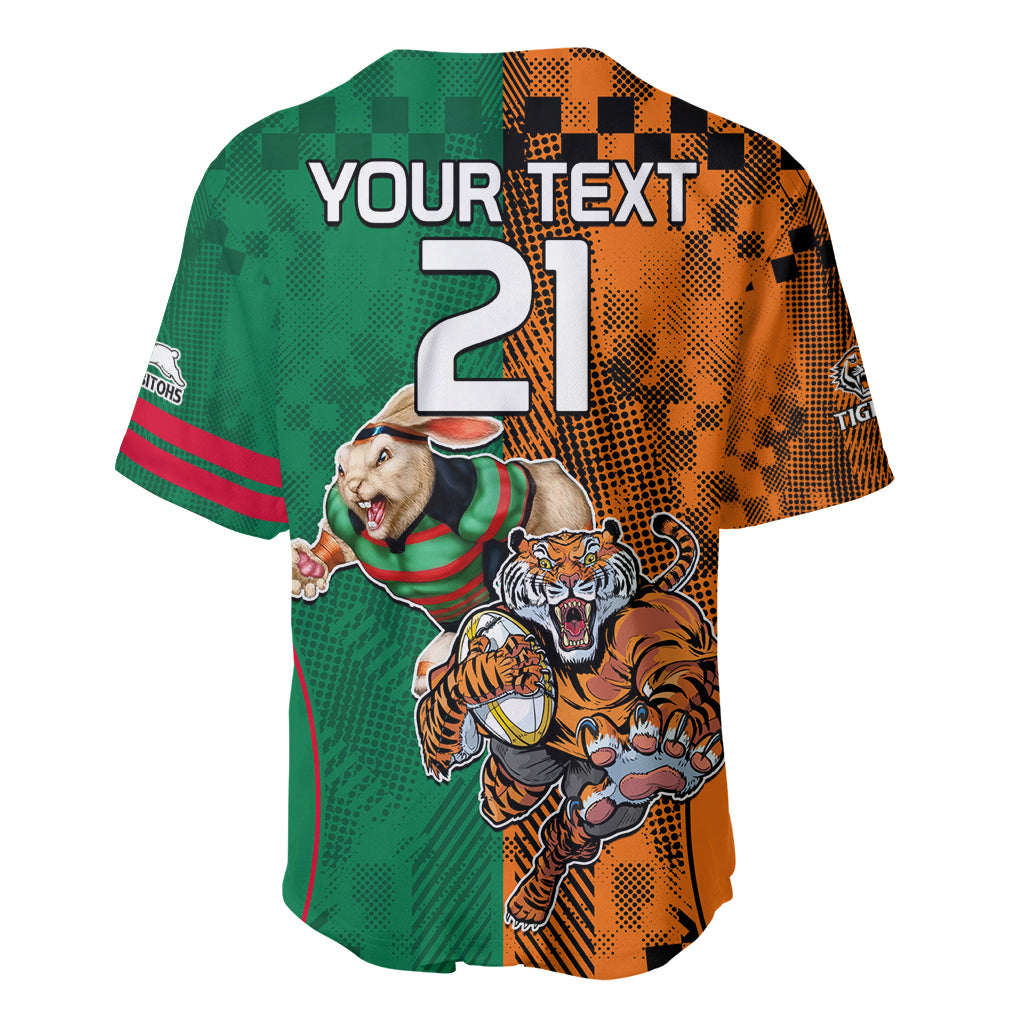 Custom Wests Tigers and Rabbitohs Rugby Baseball Jersey Sporty Style LT9