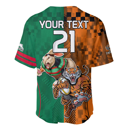 Custom Wests Tigers and Rabbitohs Rugby Baseball Jersey Sporty Style LT9