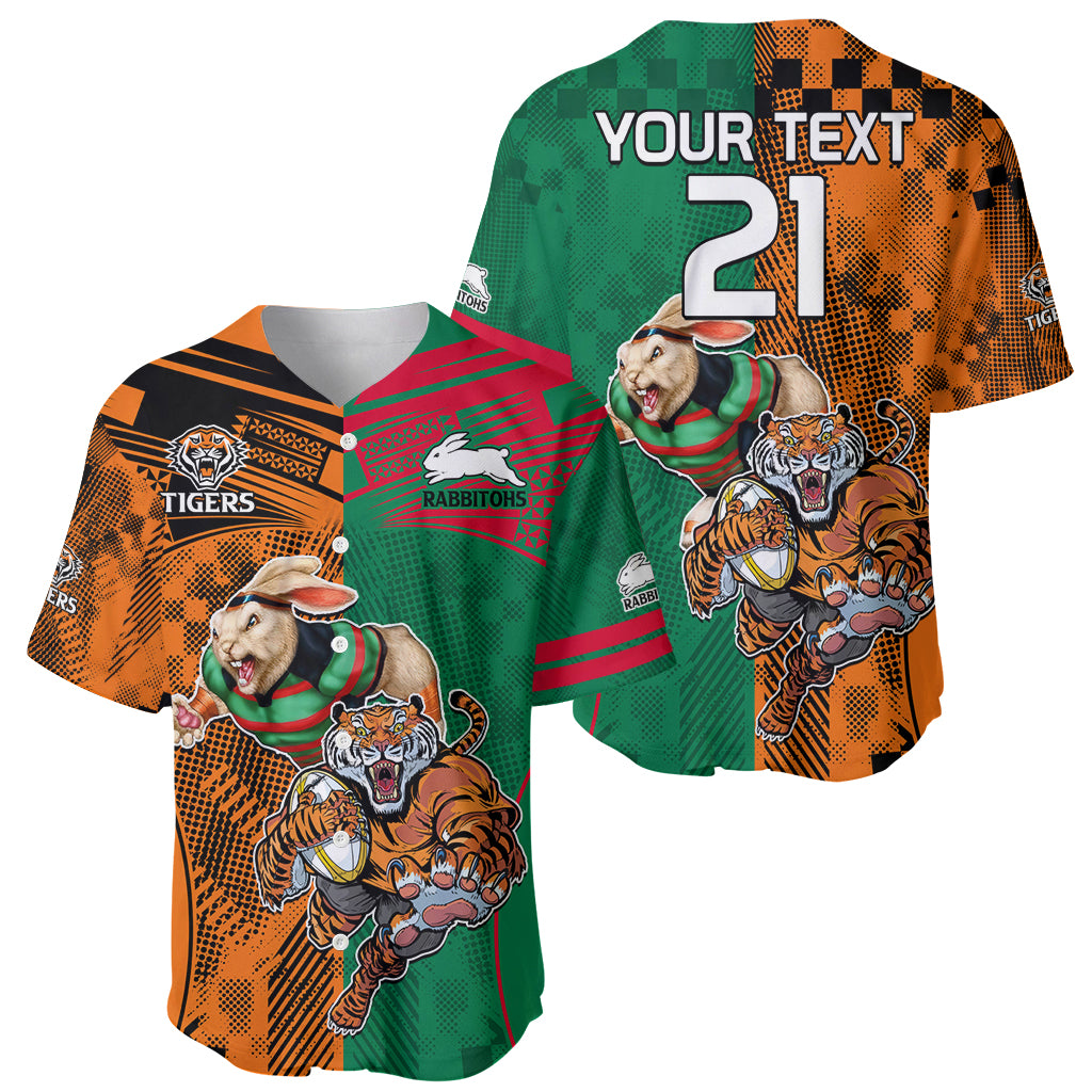 Custom Wests Tigers and Rabbitohs Rugby Baseball Jersey Sporty Style LT9