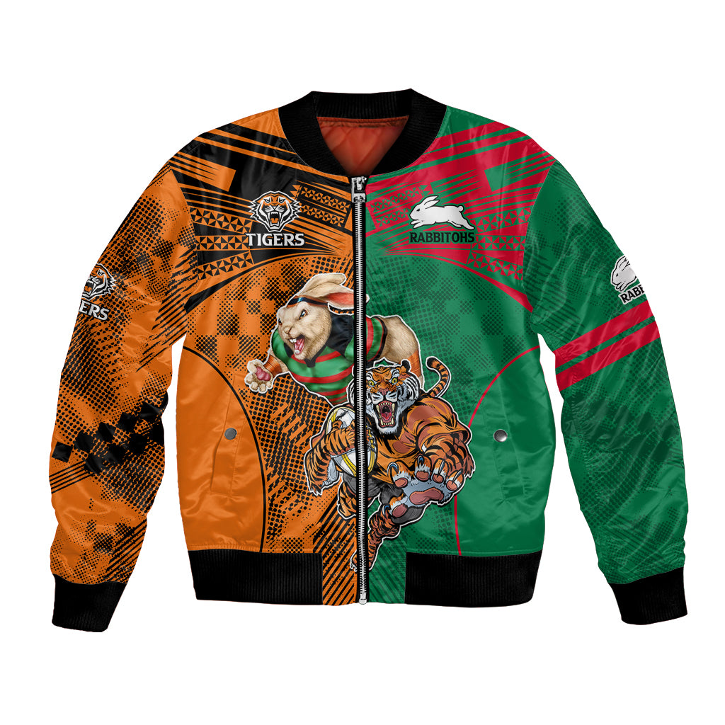 Custom Wests Tigers and Rabbitohs Rugby Bomber Jacket Sporty Style LT9