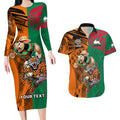 Custom Wests Tigers and Rabbitohs Rugby Couples Matching Long Sleeve Bodycon Dress and Hawaiian Shirt Sporty Style LT9