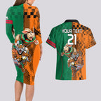Custom Wests Tigers and Rabbitohs Rugby Couples Matching Long Sleeve Bodycon Dress and Hawaiian Shirt Sporty Style LT9