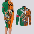 Custom Wests Tigers and Rabbitohs Rugby Couples Matching Long Sleeve Bodycon Dress and Long Sleeve Button Shirts Sporty Style LT9