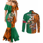 Custom Wests Tigers and Rabbitohs Rugby Couples Matching Mermaid Dress and Long Sleeve Button Shirts Sporty Style LT9