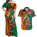 Custom Wests Tigers and Rabbitohs Rugby Couples Matching Off Shoulder Maxi Dress and Hawaiian Shirt Sporty Style LT9
