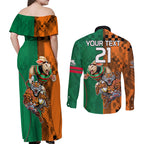 Custom Wests Tigers and Rabbitohs Rugby Couples Matching Off Shoulder Maxi Dress and Long Sleeve Button Shirts Sporty Style LT9