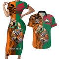 Custom Wests Tigers and Rabbitohs Rugby Couples Matching Short Sleeve Bodycon Dress and Hawaiian Shirt Sporty Style LT9