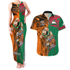 Custom Wests Tigers and Rabbitohs Rugby Couples Matching Tank Maxi Dress And Hawaiian Shirt Sporty Style LT9
