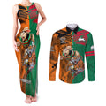 Custom Wests Tigers and Rabbitohs Rugby Couples Matching Tank Maxi Dress and Long Sleeve Button Shirts Sporty Style LT9