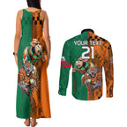 Custom Wests Tigers and Rabbitohs Rugby Couples Matching Tank Maxi Dress and Long Sleeve Button Shirts Sporty Style LT9